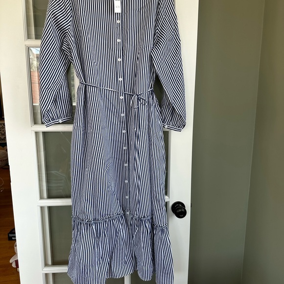 J. Crew Dresses & Skirts - Women’s J. Crew Striped Button-Front Midi Dress in Navy and White